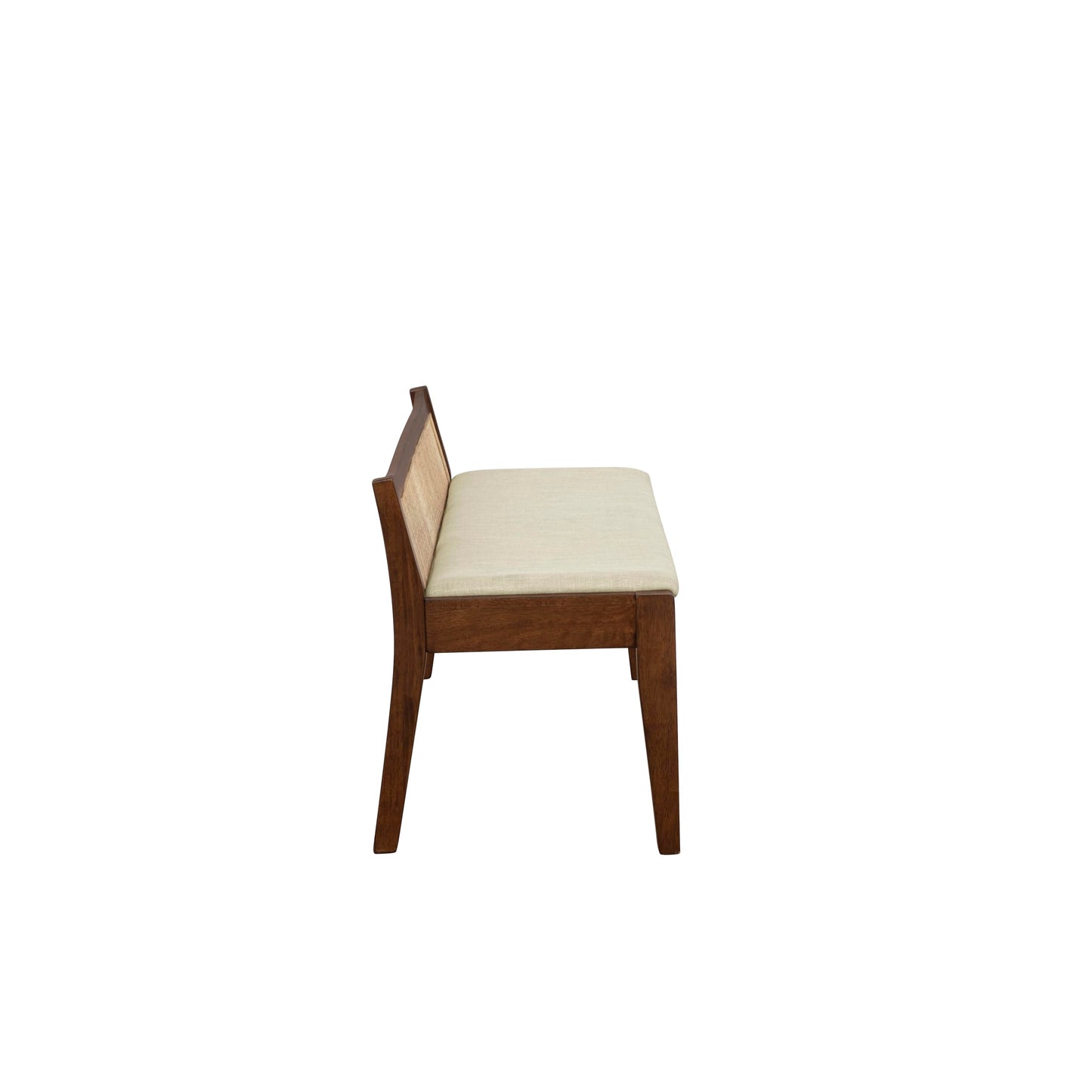 Powell Kasi Brown and Natural Rattan Cane Low Back Wooden Accent Bench