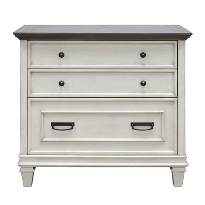 BOWERY HILL Wood Lateral File with Locking Legal/Letter File Drawer in White, Solid Wood, Sturdy Construction, Office Storage, Secure Document Organization, Durable Home or Work Use