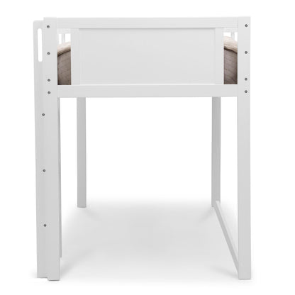 Delta Children Twin Loft Bed with Guardrail and Ladder (Coordinates with Loft Bed Tents Sold Separately), White