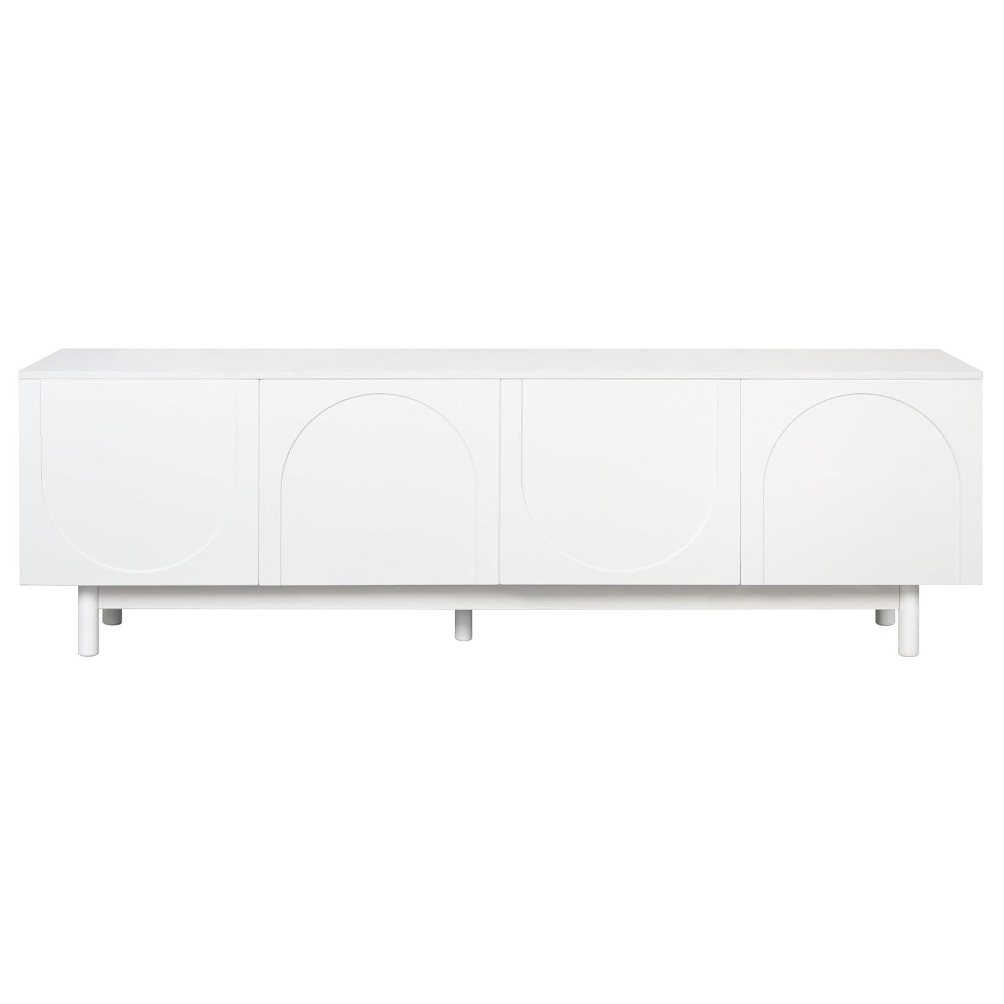 Ball & Cast Modern TV Stand with Arch Cabinets for TVs up to 78", Minimalist Entertainment Center w/Solid Wood Legs and Adjustable Shelves, Media Console for Living Room,White