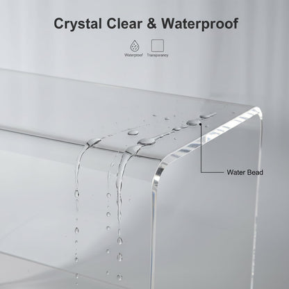 GETCK 21" Acrylic Shower Stool with Storage Shelf - Waterproof Bath Bench for Spa & Shower, Heavy-Duty Seating (Holds 400lbs) - Ideal for Shaving Legs & Organizing Items