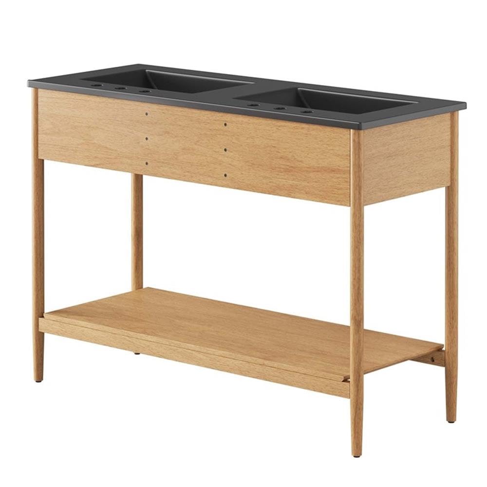 Modway EEI-6827-NAT-BLK Zaire 48" Double Sink Bathroom Vanity, Natural Black