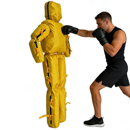 MMA Grappling Dummy, Brazilian Standing Poseable Mannequin, Double Layer Waterproof Oxford Cloth, Wrestling Training Dummy, for Boxing Judo Martial Arts Unfilled(A: Yellow,170cm)