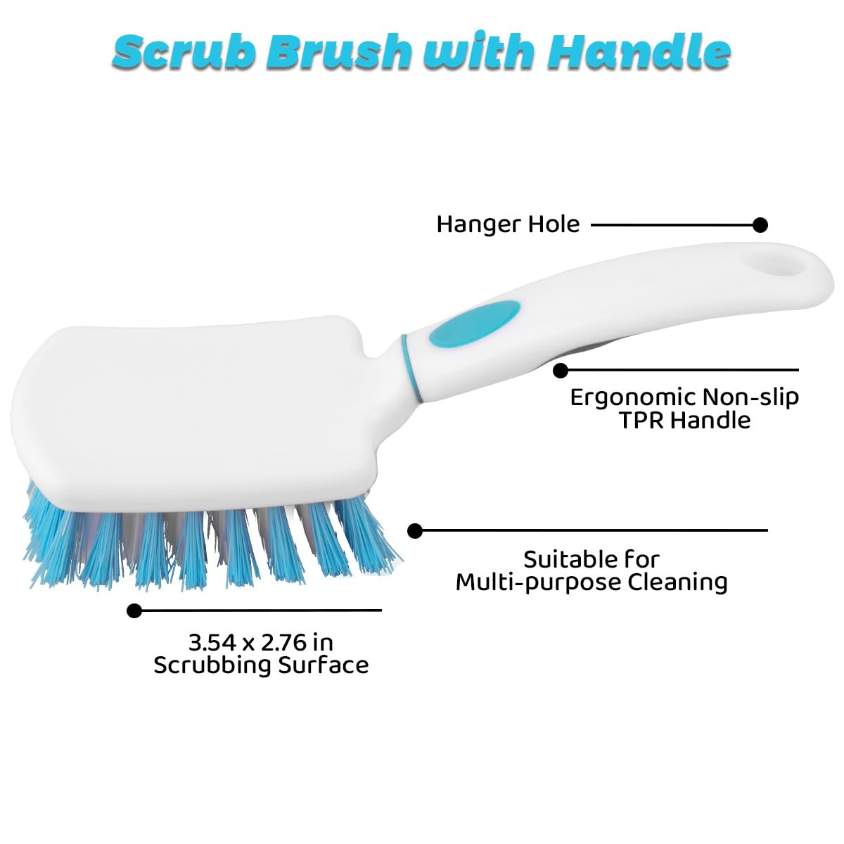 3 Pack Scrub Brush Set, Heavy-Duty Scrub Scrubbing Brushes for Cleaning, Grout Brush with Stiff Bristles Cleaning Brush for Bathroom, Bathtub, Kitchen, Floor, Tub, Tile, Sink