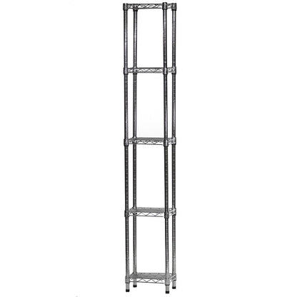SI 5-Tier Chrome Wire Shelving Unit, 8" d x 12" w x 84" h, 800lbs Capacity Each, Modern Industrial Style, Perfect for Kitchen, Office, Garage, Bathroom, or Basement