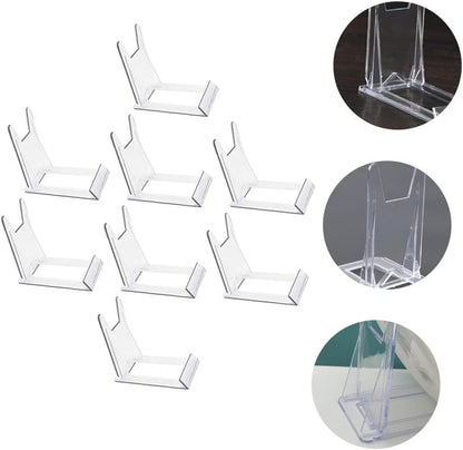 BESTOYARD 8pcs Transparent Bowl Display Easel Rack, Metal Bracket Photo Holder, Decorative Plate Stand, Storage Table