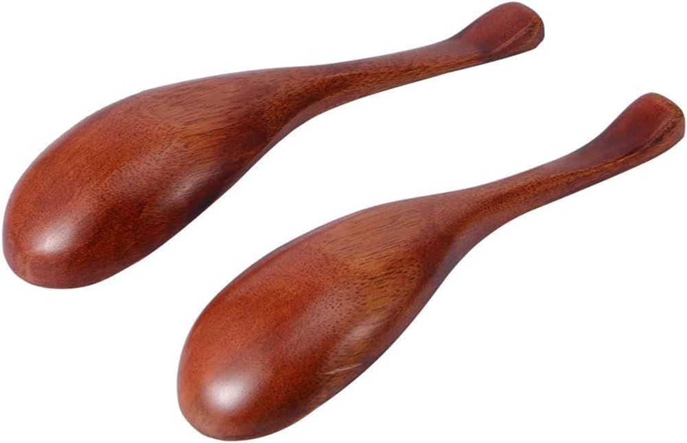 AKOAK Wooden Soup Spoon, Short Handle Kitchen Spoon for Home Cooking and Serving Ice Dessert