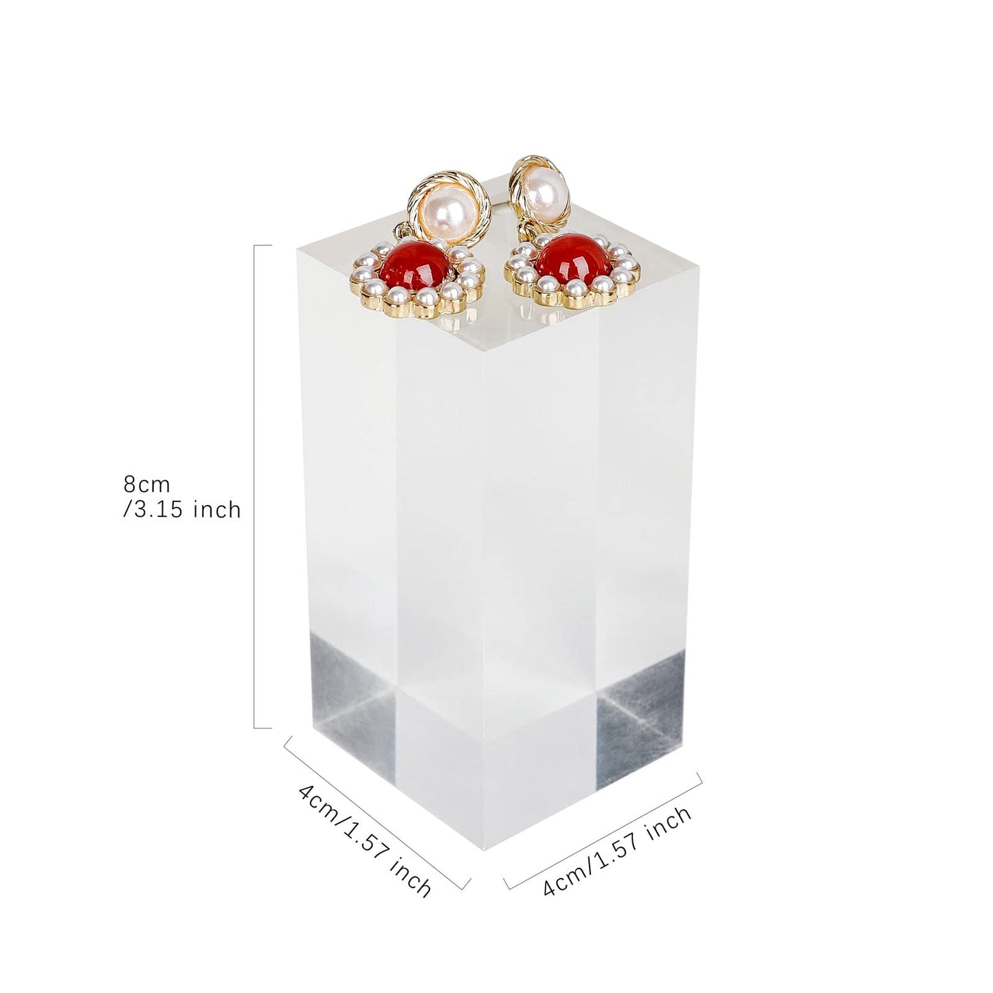 GemeShou Acrylic ring risers for display, Clear jewelry stand display risers, Retail earring riser for display home decor【1.57 L x1.57 W x3.15 H inch】