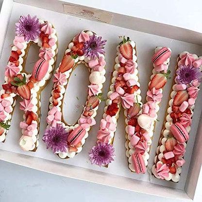 RAYNAG 26 Alphabet Cake Stencils, A-Z Letters Baking Template for DIY Cake Cookies