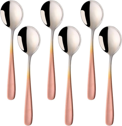 Buyer Star Bouillon Spoon Sets, 7-Inch Round Soup Spoons, Stainless Steel Finished Table Dinner Spoons