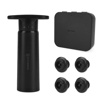 KITCHENDAO Wine Saver Pump with Sound Indicator, 4 Vacuum Wine Stoppers and Storage Box, Reusable Wine Stoppers Preserver to Keep Wine Fresh - Designed with U.S. Patent