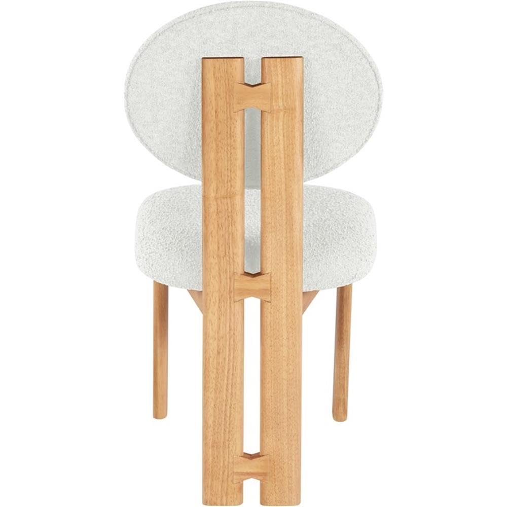 Meridian Furniture 503Cream-C Napa Collection Modern | Contemporary Dining Chair with Rich Cream Boucle Fabric, Natural Finish Solid Wood Frame, 15.25" W x 19.5" D x 35.75" H, Cream, Set of 2