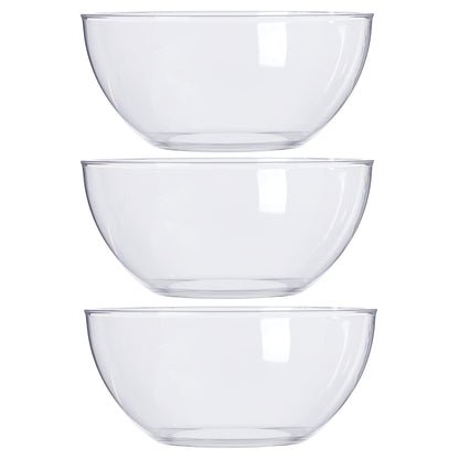 US Acrylic Vista Clear Plastic Salad and Serving 10-inch Bowls | set of 3 | Reusable, BPA-free, Made in the USA | 135 oz. capacity