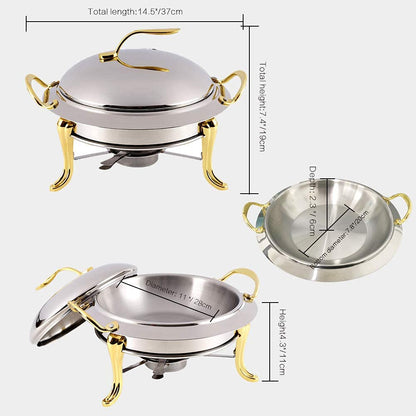 FENOKD Chafing Dish Set of 2, Stainless Steel Round Buffet Chafer for Catering, Party, Wedding, Dinner Serving with Pans and Fuel Holders, Full Size,B.C