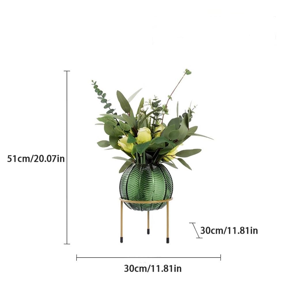 Faux Tree Nordic Light Luxury Simulation Flower Art Decoration Living Room Table Negotiating Table Glass Bottle Fake Flower Decoration Faux Plants Indoor(A)
