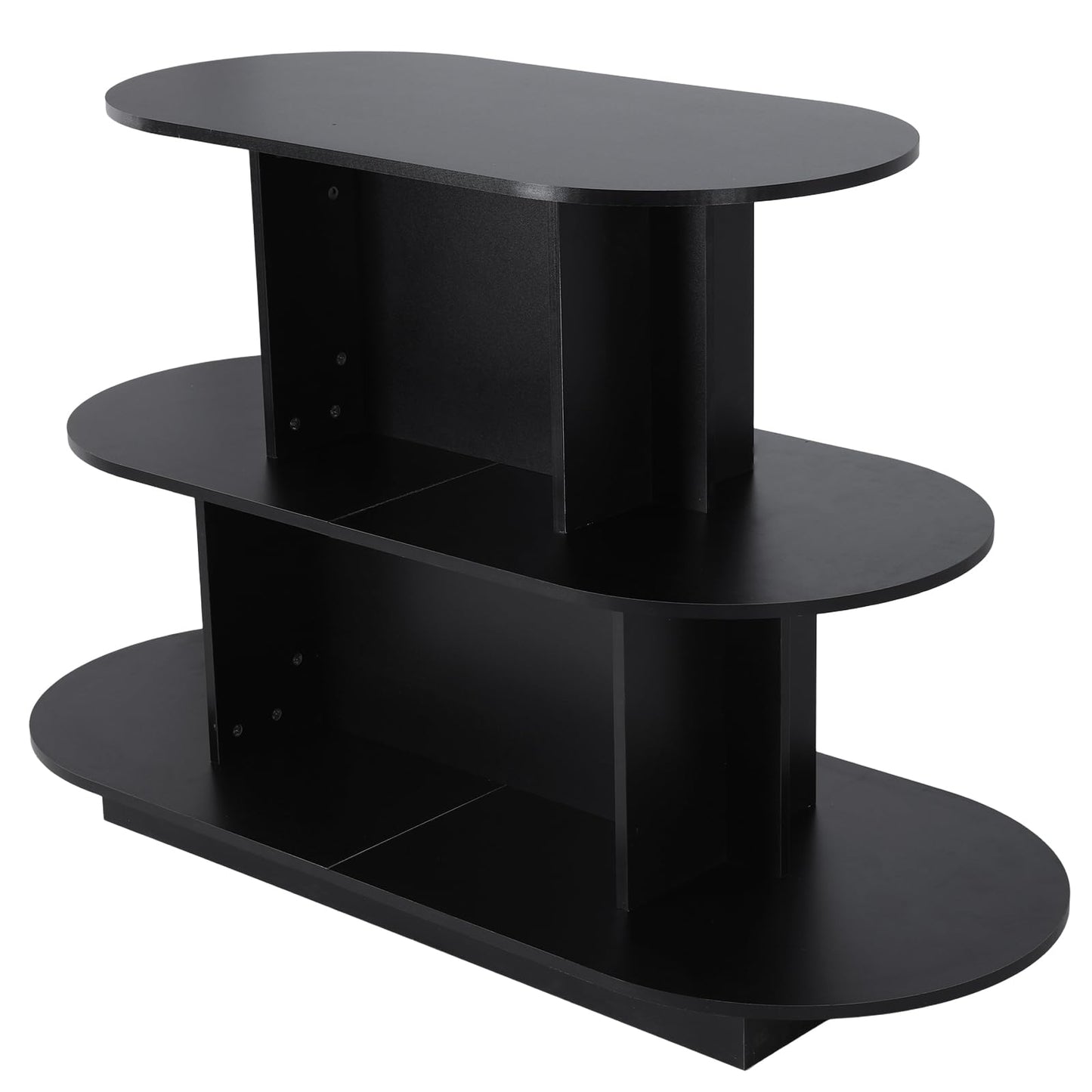 3 Tier Wooden Oval Display Table Modern Standing Display Riser Shelf Retail Table for Stores Vendor Events 55in W x 23.6in D x 35in H
