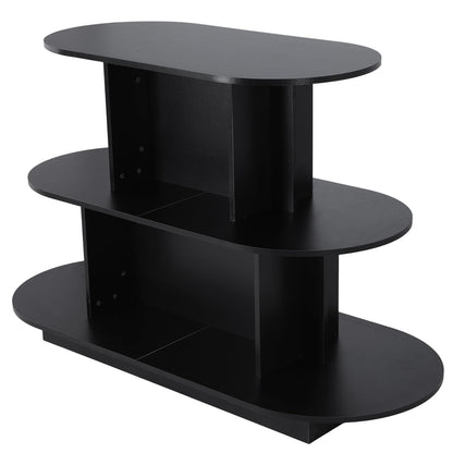 3 Tier Wooden Oval Display Table Modern Standing Display Riser Shelf Retail Table for Stores Vendor Events 55in W x 23.6in D x 35in H