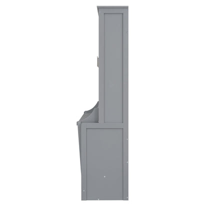 Bellemave Queen Size Murphy Bed with a Shelf, Easy Fold Wood Wall Bed, Space-Saving Wall Bed for Guest Room or Home Office, No Box Spring Needed, Noise Free (Gray)