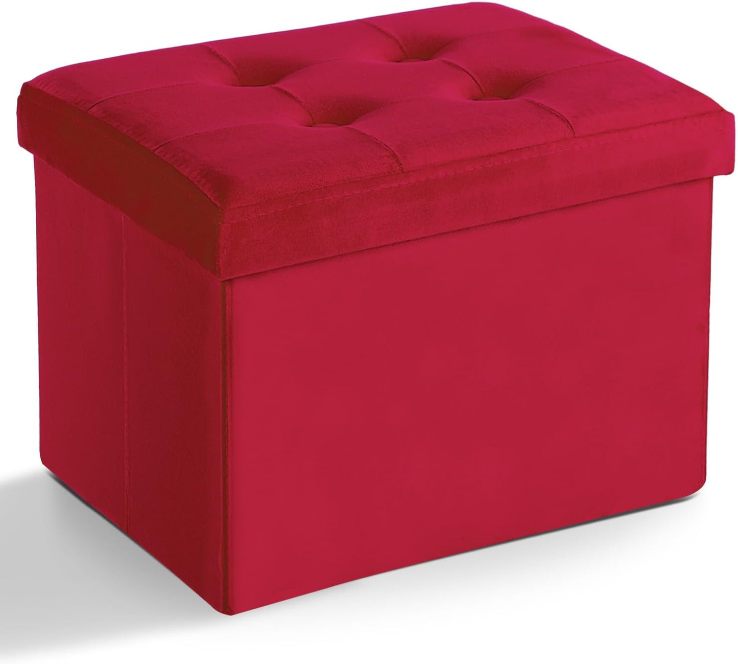 17x13x13in(Neon LINMAGCO Storage Ottoman Folding Foot Stool Velvet Foot Rest with Padded Modern Ottoman with Storage