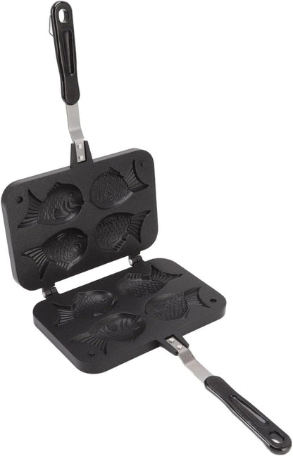 Taiyaki Fish Shaped Pancake Maker Pan, Non-Stick Double Baking Pan with 4 Fish for Kitchen Waffle Baking