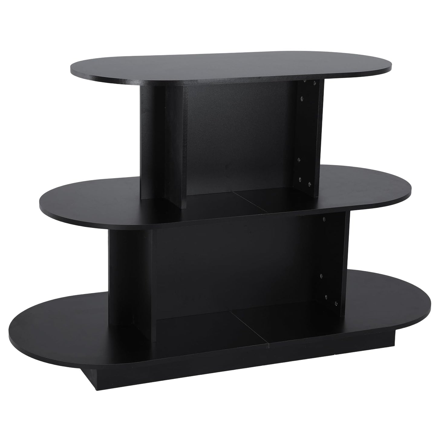 3 Tier Wooden Oval Display Table Modern Standing Display Riser Shelf Retail Table for Stores Vendor Events 55in W x 23.6in D x 35in H