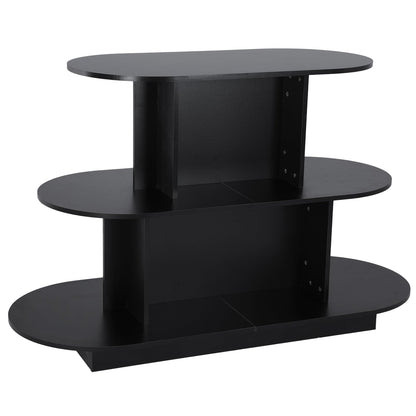 3 Tier Wooden Oval Display Table Modern Standing Display Riser Shelf Retail Table for Stores Vendor Events 55in W x 23.6in D x 35in H