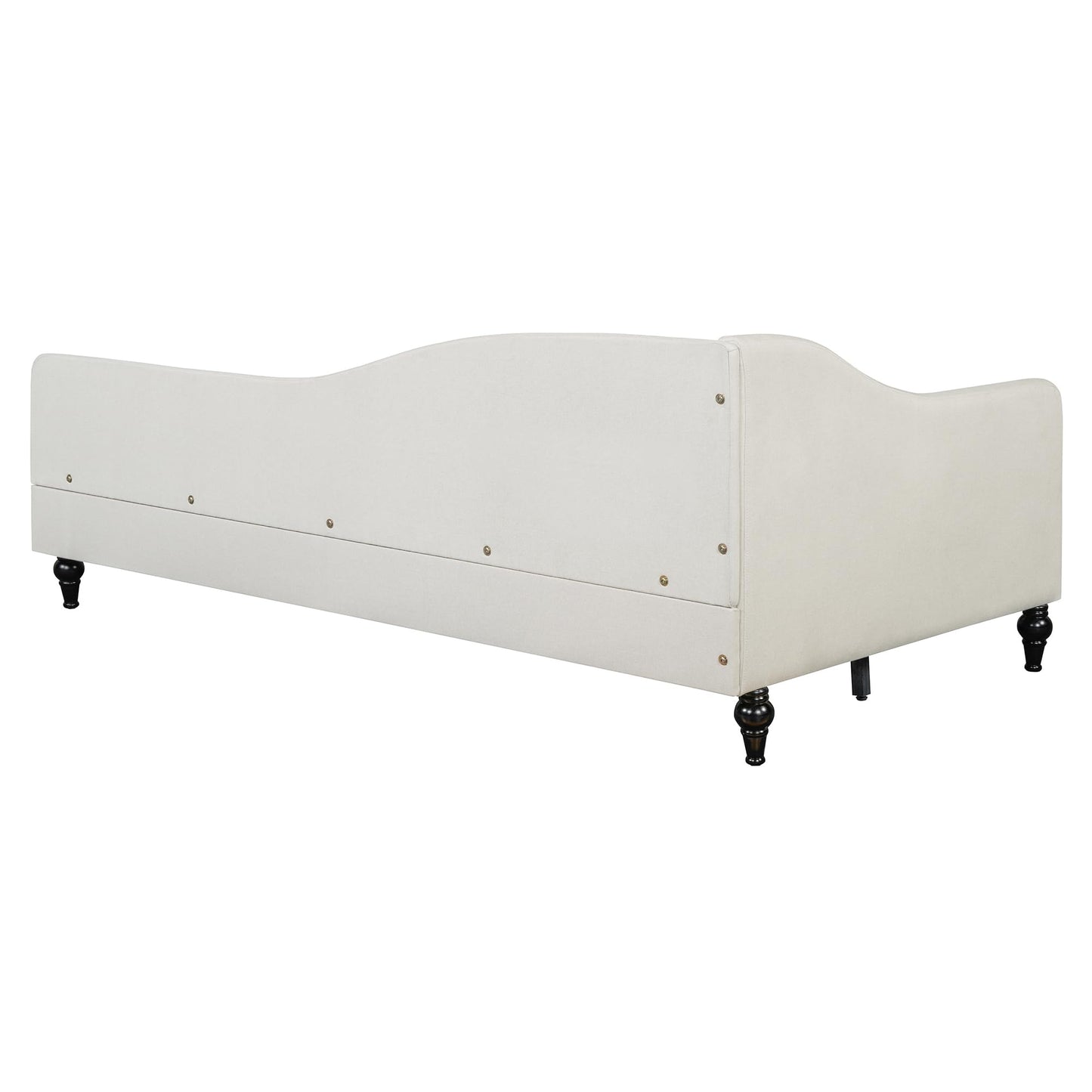 Ball & Cast Twin Size Linen Daybed Upholstered Chaise Lounge with Wooden Legs,L-Shaped Corner Day Bed Frame,Sleeper Sofa Bed Couch, No Box Spring Needed, for Bedroom Living Room,Beige