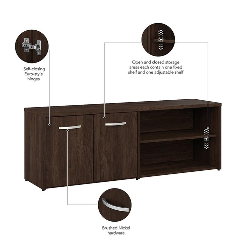 Bush Business Furniture Studio C Low Storage Cabinet with Doors and Shelves in Black Walnut, Office Organizer for Workspace, Compact Unit