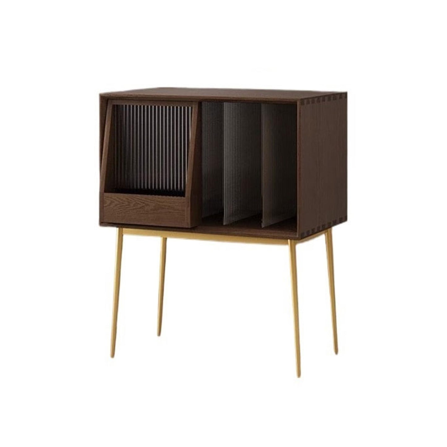 XJOYSL7921 DVD Storage Storage Rack Light Luxury Wooden Vinyl Record Cabinet with Sliding Doors, High Legged Books CD Storage Rack CD Rack Tower