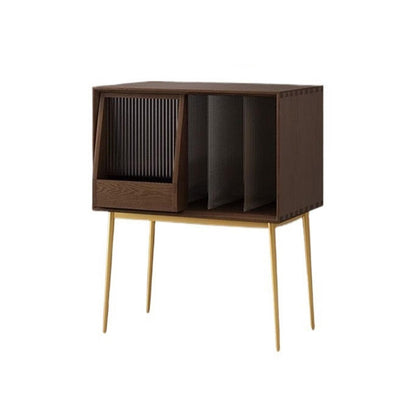 CAOJLjiaxiang-2012 CD-Holder Light Luxury Wooden Vinyl Record Cabinet with Sliding Doors, High Legged Books CD Storage Rack Record Player Stand