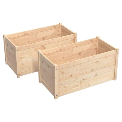 Mhdvray Rustic Raised Garden Bed Set of 2 Large Outdoor 39.4 x 39.4 x 19.7 in Solid Pinewood Planters Brown Untreated Wooden Elevated Planter Box for Patio Balcony Porch