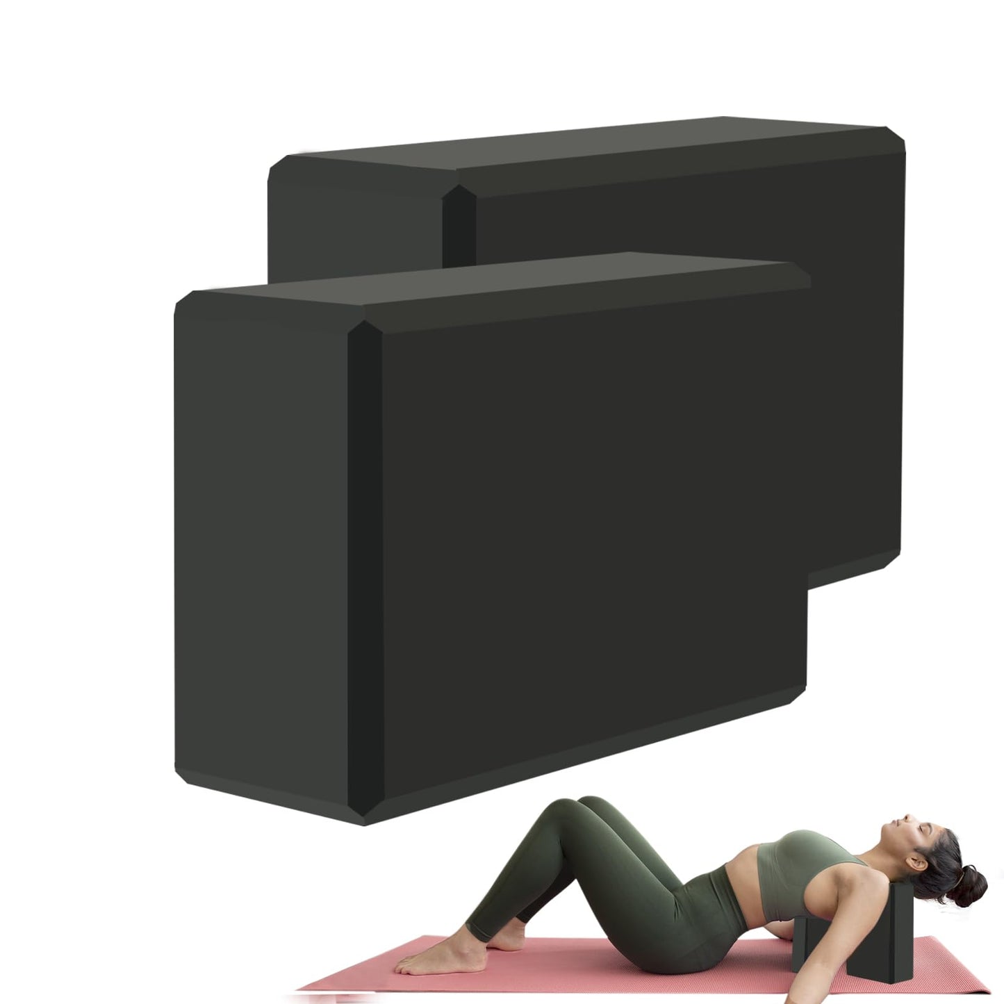 Yoga Block - Supportive Latex-Free Eva Foam - Soft Non-Slip Surface with Beveled Edges for Yoga, Pilates, Meditation - Yoga Accessories for Stability, Balance, Deepen Stretches