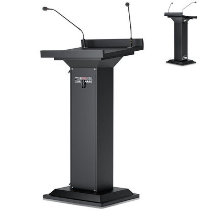 Easilywinlife Ultral Church Pulpit with 2MIC, 47” Pulpits for Churches, Podium Stand with Spacious Reading Platform, Lectern for Speeches, Classrooms, Performances, Presentations, Meetings