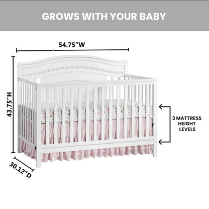 Oxford Baby Briella 4-in-1 Convertible Baby Crib, White, GreenGuard Gold Certified