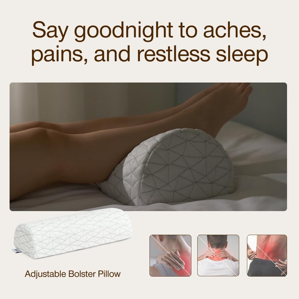 21 8 Coop Home Goods Four Position Adjustable Support Pillow, x Half-Moon Shape with Memory Foam Insert, Wedge Pillow