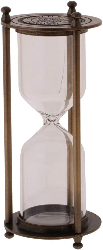 Retro Metal Sandglass Hourglass Sand Timer Without Sand for Home Office Decoration (Bronze - L)