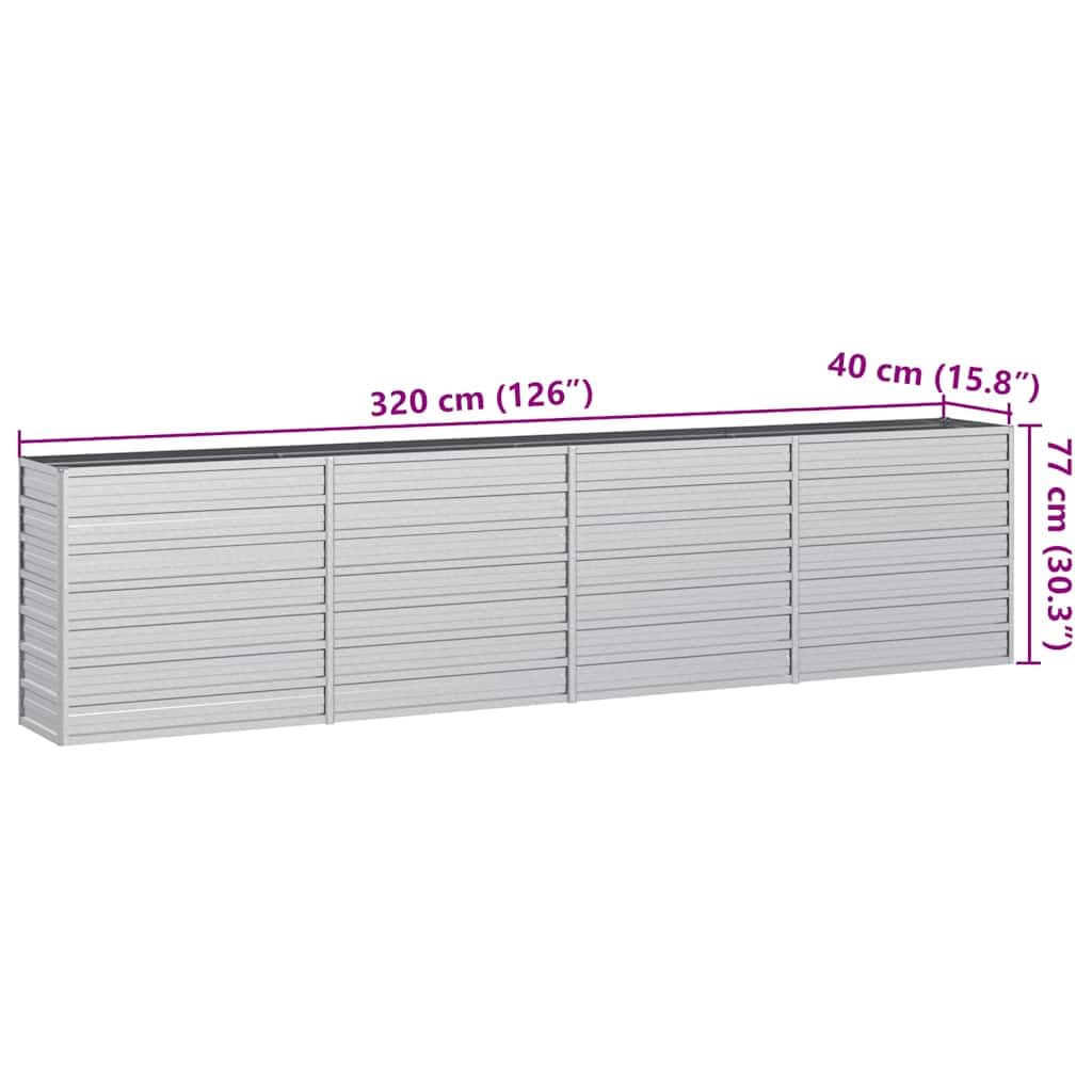 Foknhdi Large Galvanized Steel Raised Garden Bed 126x126x30.3 in Silver Modern Outdoor Planter Box for Vegetables Flowers Herbs on Patio Backyard