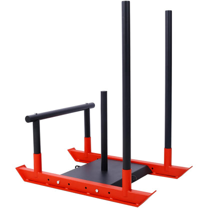 Heavy-Duty Weight Sled - Black+Red Steel Fitness Training Equipment for Strength & Speed