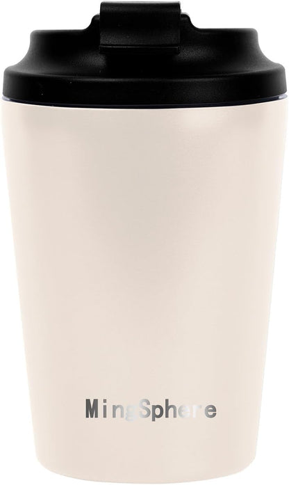 Skiennix Double-Wall Vacuum Insulated 12oz Coffee Tumbler - Reusable Stainless Steel Travel Mug | Warm Light Tan, Leakproof Design