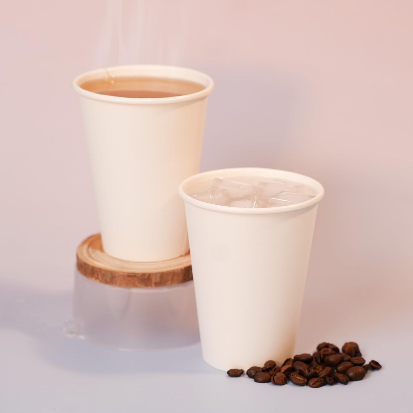 MOUMOULIFE Disposable Paper Coffee Cups 12 oz 300 Count Bulk, Leak-Proof White Coffee Cups for Hot & Cold Beverages, Party Supplies, Recyclable Paper Cups