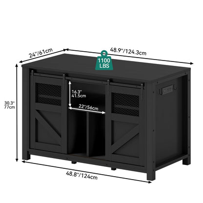 YITAHOME 120 Gallon Reptile Tank Stand with Power Outlets, Heavy Duty Large Reptile Tank Stand with Barn Door, Reptile Tank Turtle Terrariums Table for Accessories Storage,1100LBS Capacity