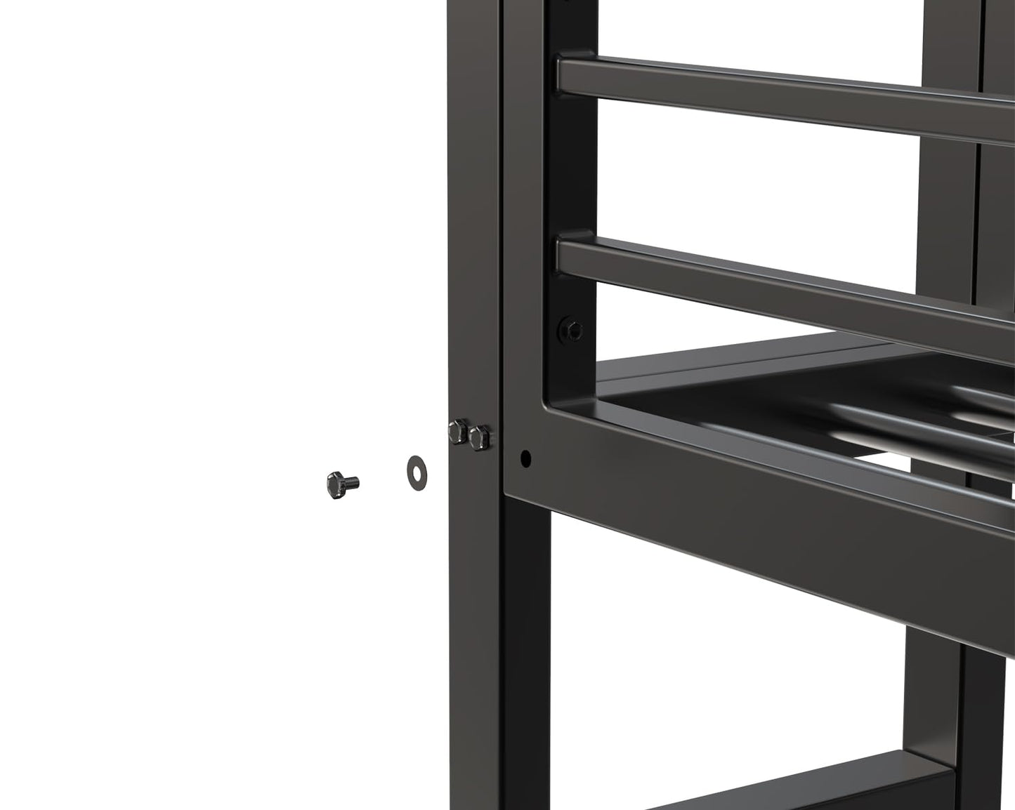 KEIKI Twin Size Loft Bed with Desk, 2 Side Ladders, Storage Shelves, Safety Guardrail, No Box Spring Needed, Space-Saving Metal Loft Bed Frame for Kids/Teens/Adults