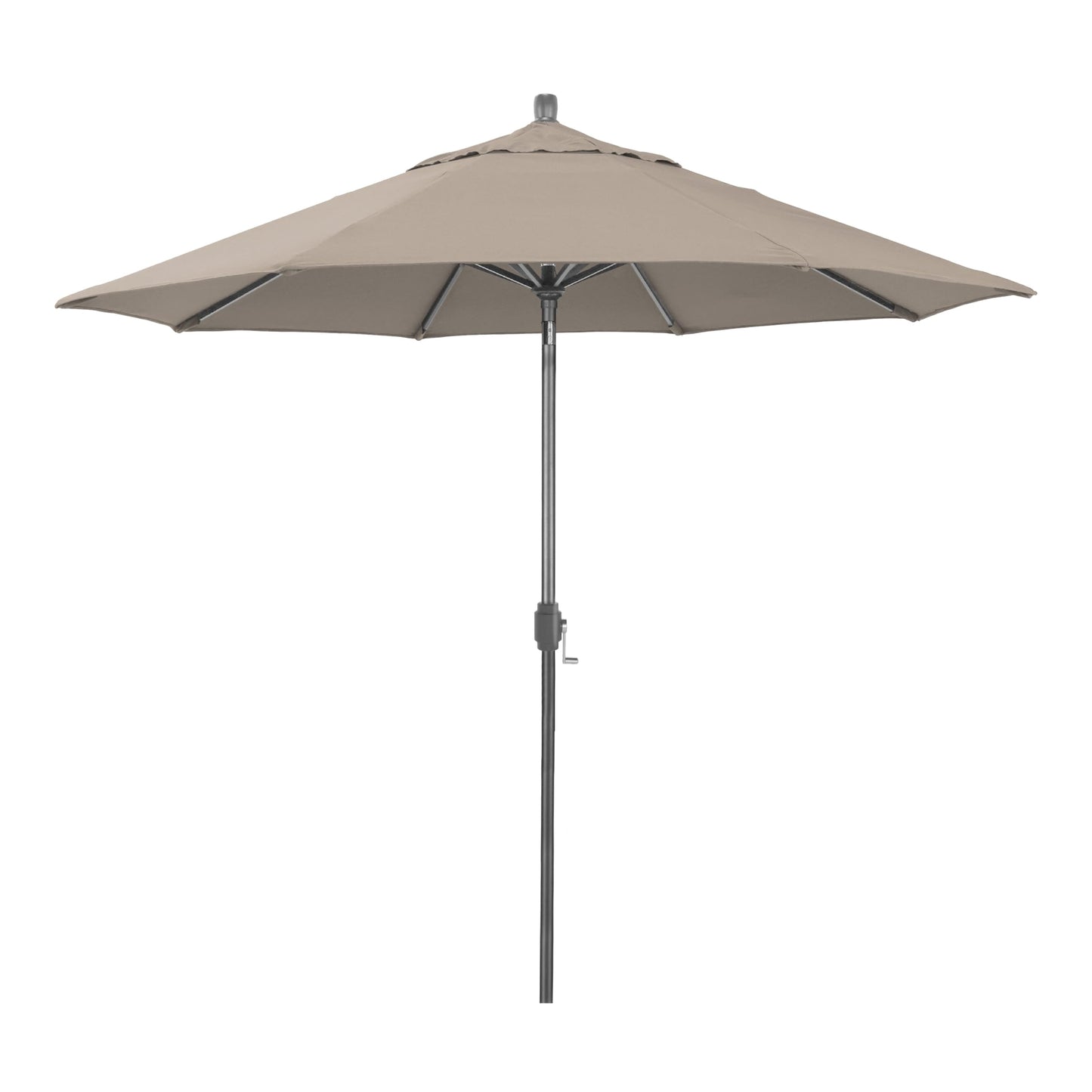 California Umbrella 12-Year-Non-Fading, 9Ft Premium Sunbrella Patio Umbrella, Hand-Crank, Button-Tilt, Gray Frame, Taupe Fabric
