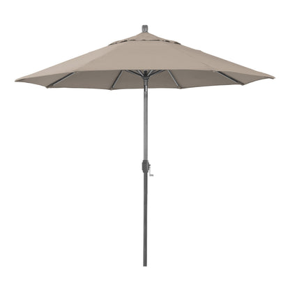California Umbrella 12-Year-Non-Fading, 9Ft Premium Sunbrella Patio Umbrella, Hand-Crank, Button-Tilt, Gray Frame, Taupe Fabric
