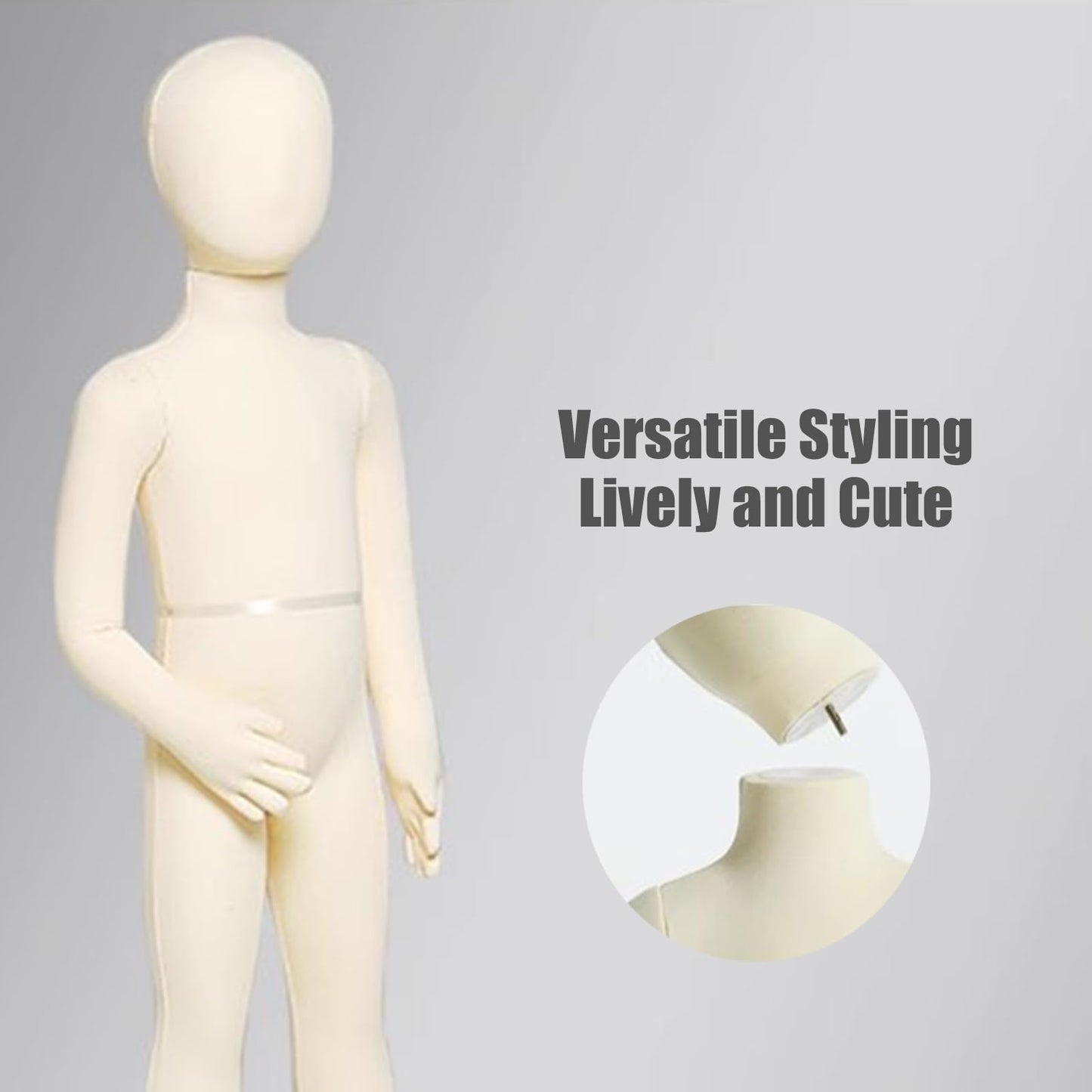 Child Mannequin Full Body Dress Form with Square Base - Detachable Sewing Dummy for Boutique Display, Ideal for 6-Year-Olds Clothing Fittings & Retail Showcases, Perfect for Tailors and Desi