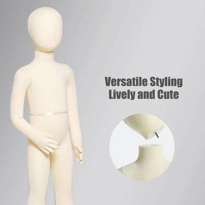 Child Mannequin Full Body Dress Form with Square Base - Detachable Sewing Dummy for Boutique Display, Ideal for 6-Year-Olds Clothing Fittings & Retail Showcases, Perfect for Tailors and Desi