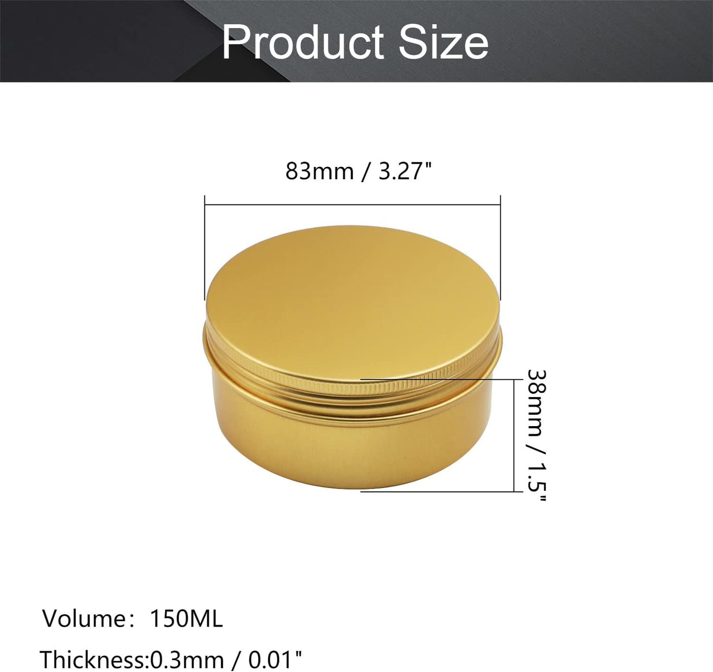 Othmro Round Aluminum Cans, 150ml/5 oz Tin Can with Screw Top Metal Lid for Crafts & Cosmetic Storage