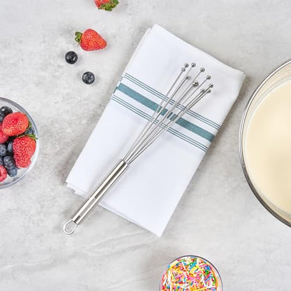 Restaurantware 10.5 in Stainless Steel Ball Whisk - German Standard Egg Beater with Ergonomic Handle, Dishwasher Safe - Manual Mixer Cooking Whisk for Baking, Stirring, Sauces, Beating