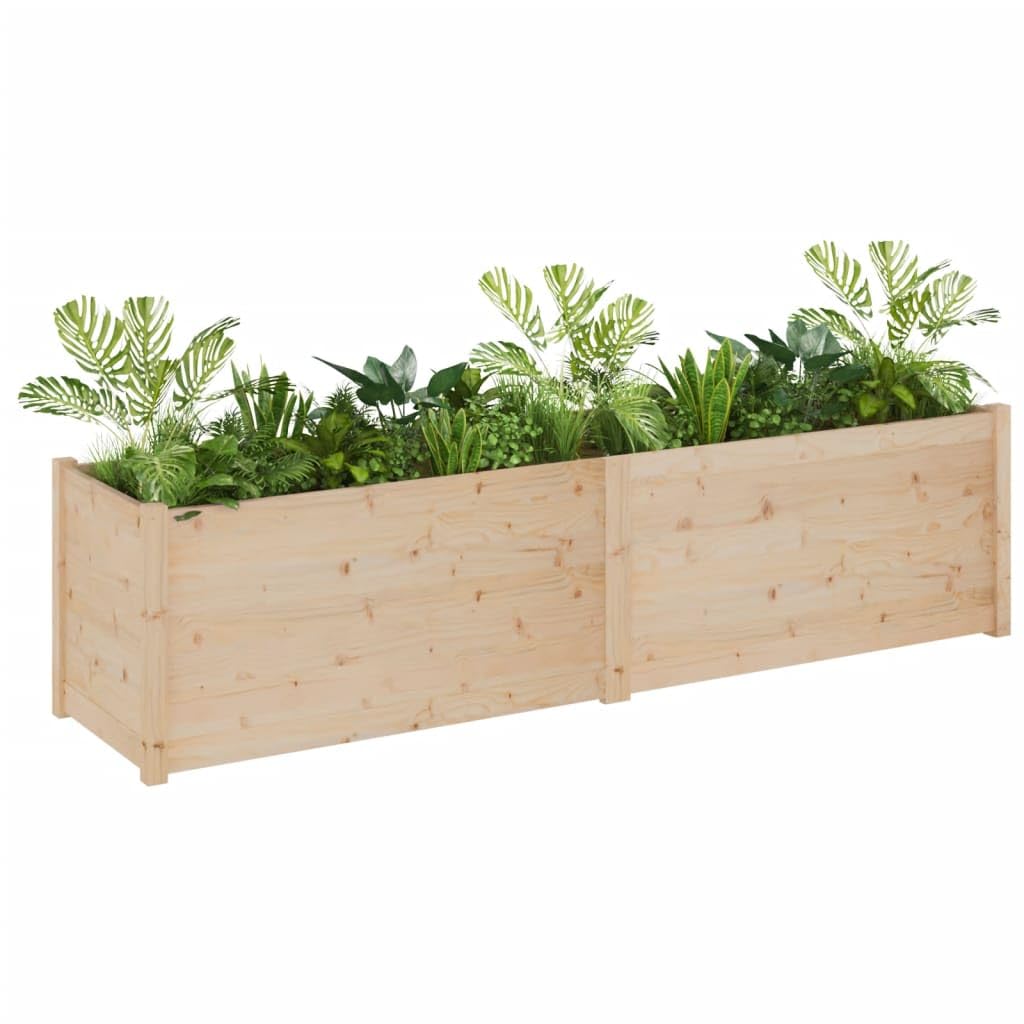 Favemtsl 78.7 x 19.7 in Solid Pinewood Outdoor Planter Rustic Raised Garden Bed Box Natural Oiled Brown Rectangular Large Flower Bed for Patio Deck Balcony