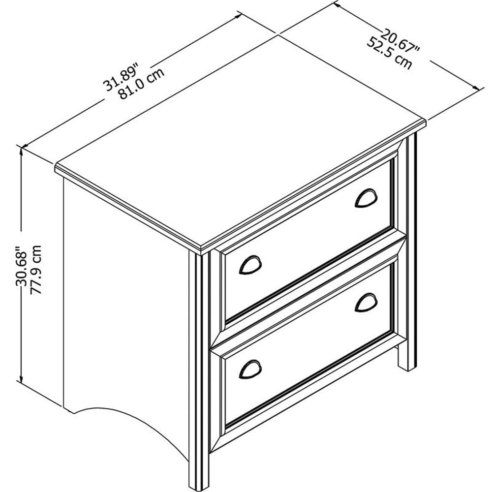 Bush Furniture Fairview 2 Drawer Lateral File Cabinet in Antique White/Tea Maple, Home Office Storage for Letter, Legal, and A4-Size Documents